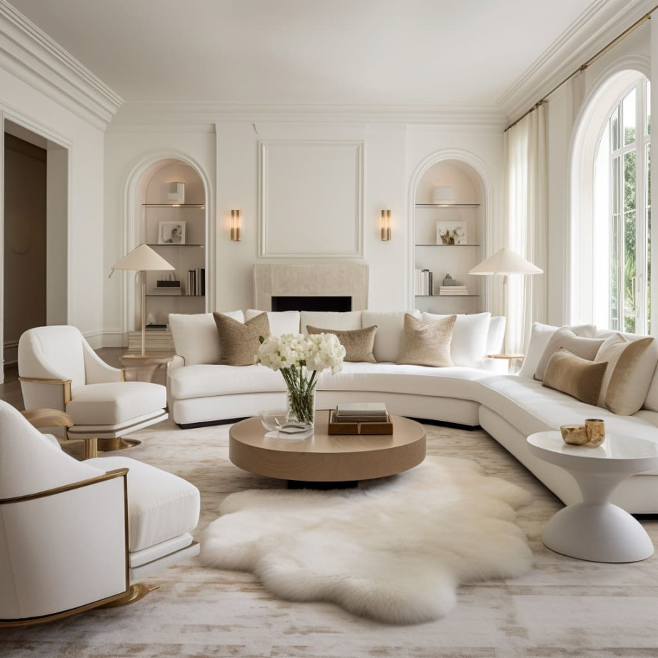 Bright and Beautiful: White Living Room Magic  FH