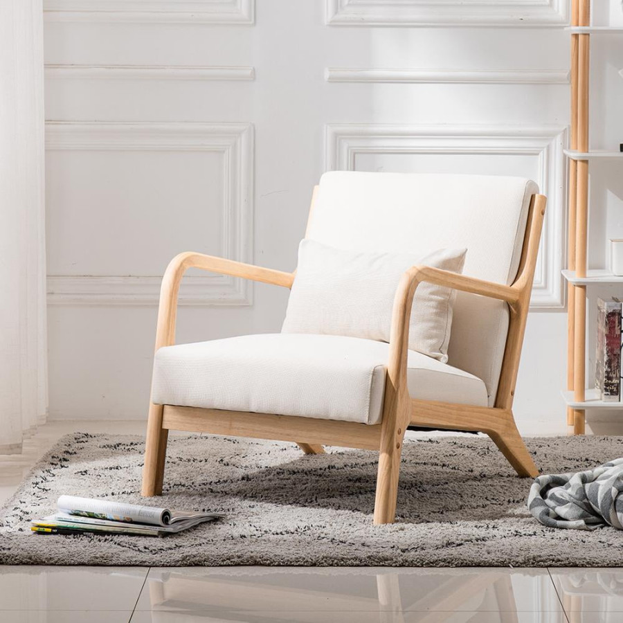 Buy Modern Mid Century Accent Chair - Beige at Ubuy Singapore