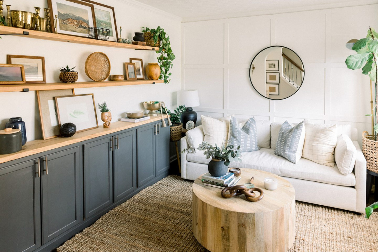 DIY Living Room Sideboard with Stock Cabinets - Live Pretty on a Penny