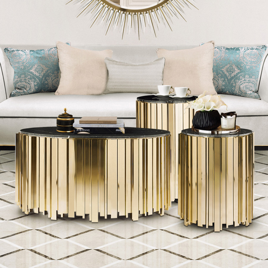 Elodie Gold Round Coffee Table