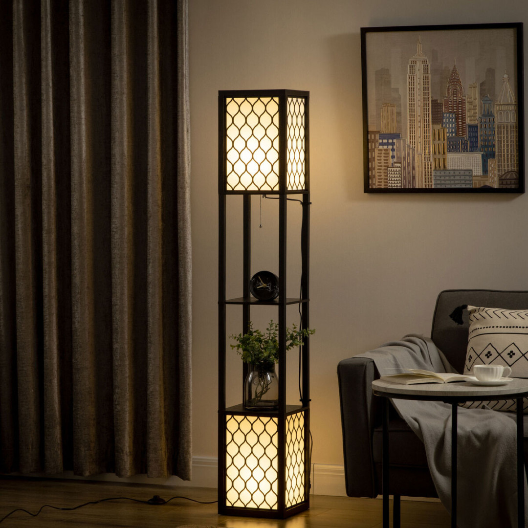 Floor Lamp with Shelves,  Light, Modern Standing Lamps for Living