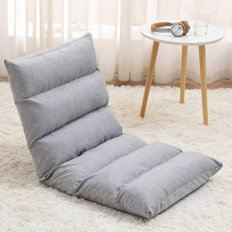 Folding Lazy Lounger Sofa Tatami Lounge Chair Floor Balcony Bay Window  Leisure Legless Small Sofa Bed Back Chair Linen (A) little surprise