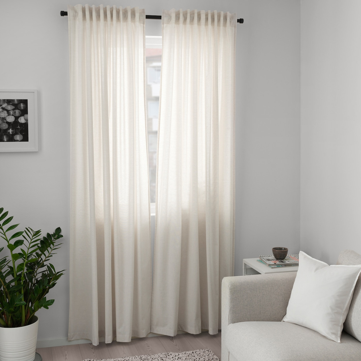 HANNALILL Curtains,  pair - beige 45x cm