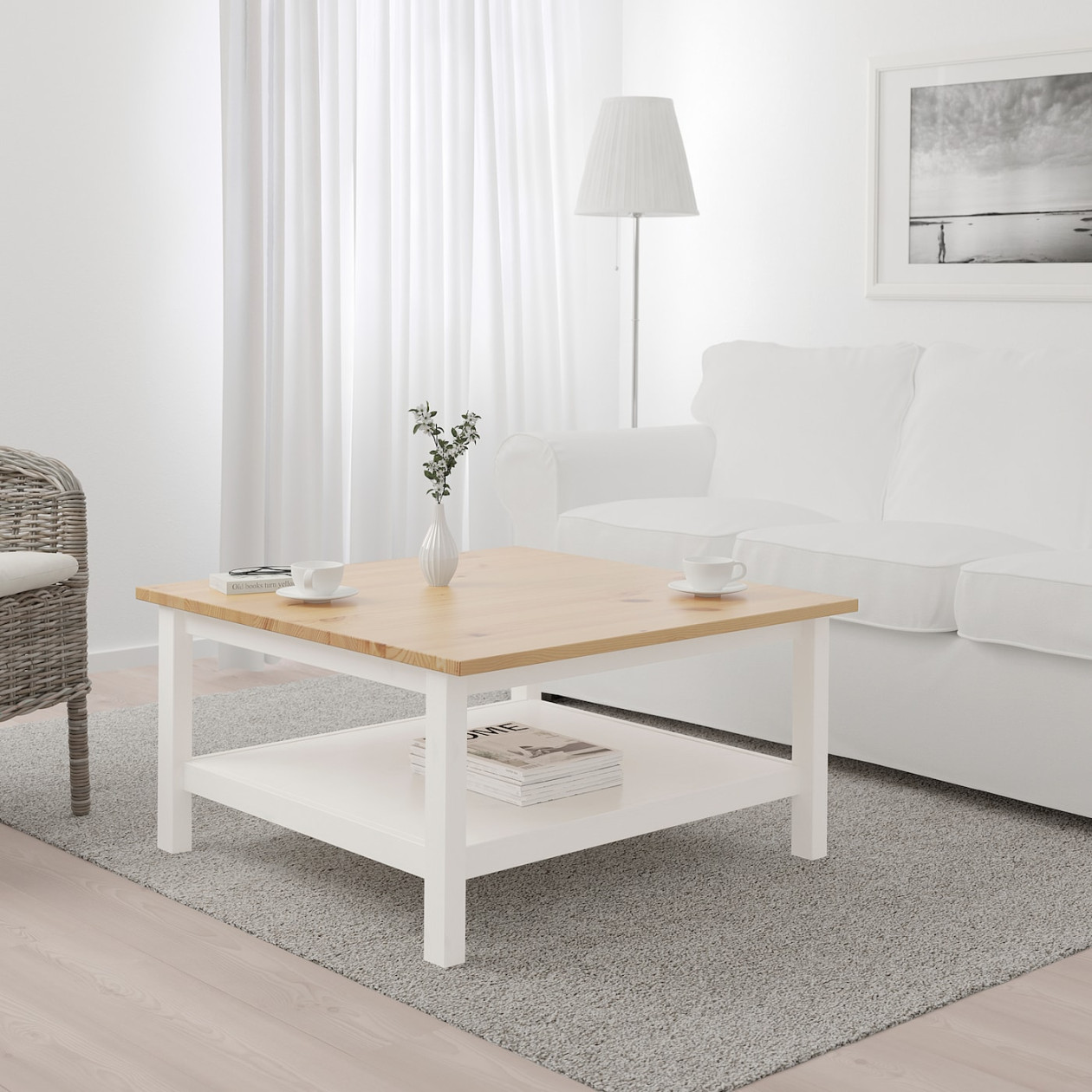 HEMNES Coffee table - white stain/light brown x cm