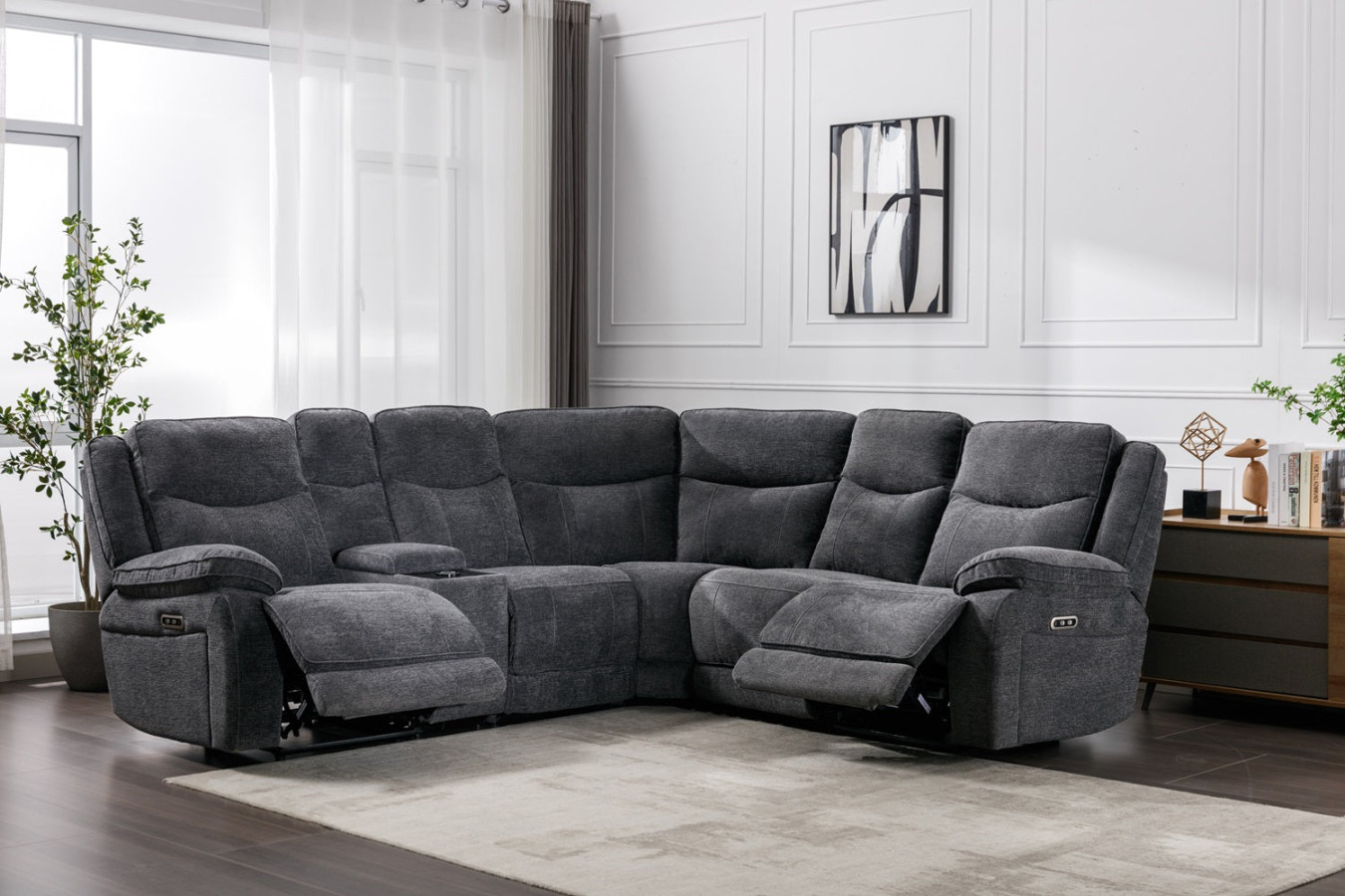 Herbert Recliner Corner Sofa - Dark Grey – Lowneys