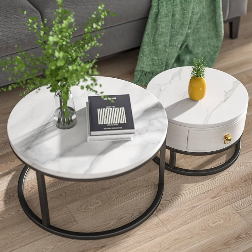 HOMEMORE Coffee Table Nesting Table Round Coffee Table with