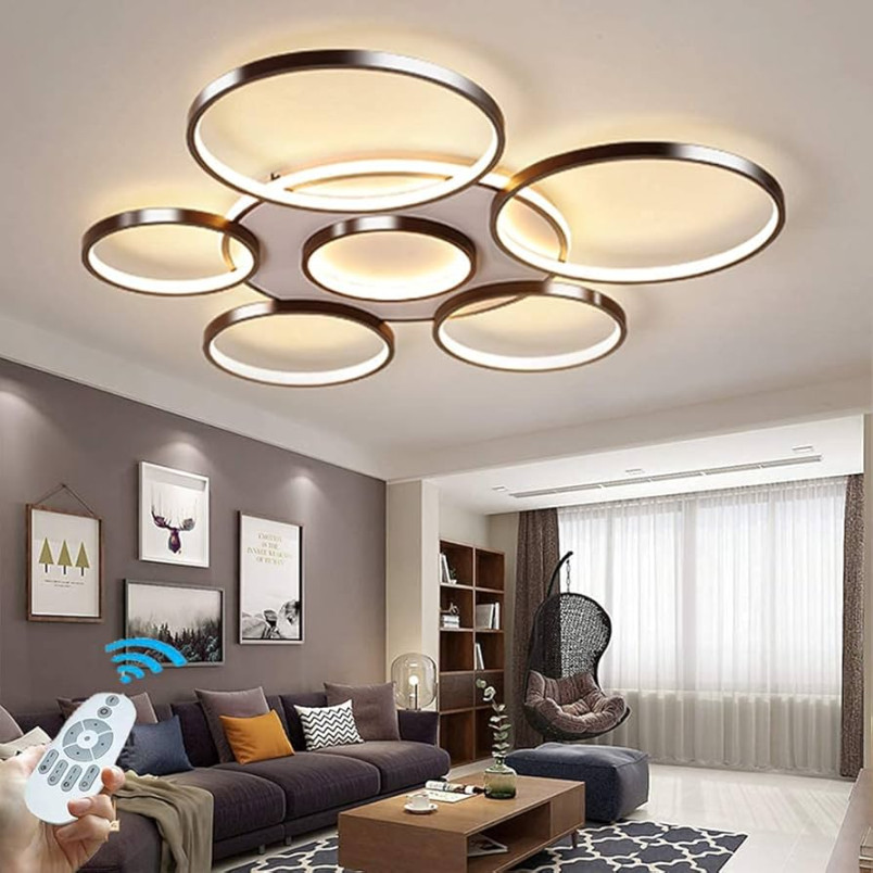 LED Ceiling Light Modern -Ring Living Room Ceiling Lamp Brown