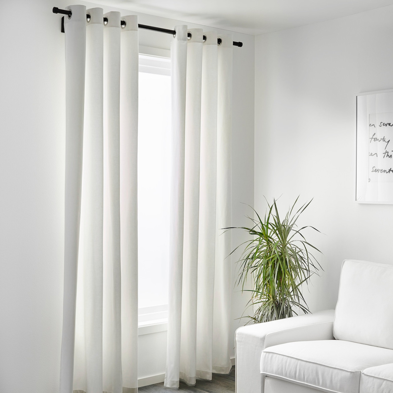 MERETE Room darkening curtains,  pair - white 45x cm