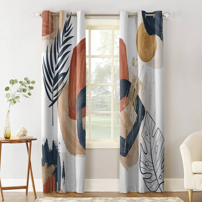 Mid Century Modern Blackout Curtains  inches Long for Bedroom