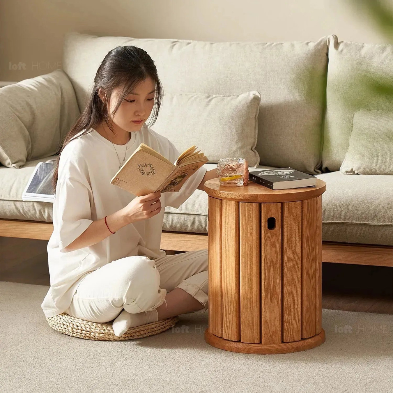 Scandinavian Oak Wood Stackable Stool HARVEST