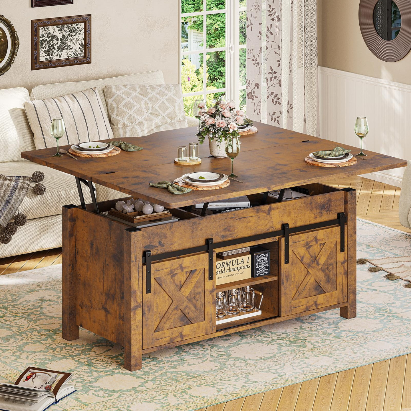 SEDETA Farmhouse Lift Top Coffee Table with Hidden Singapore  Ubuy