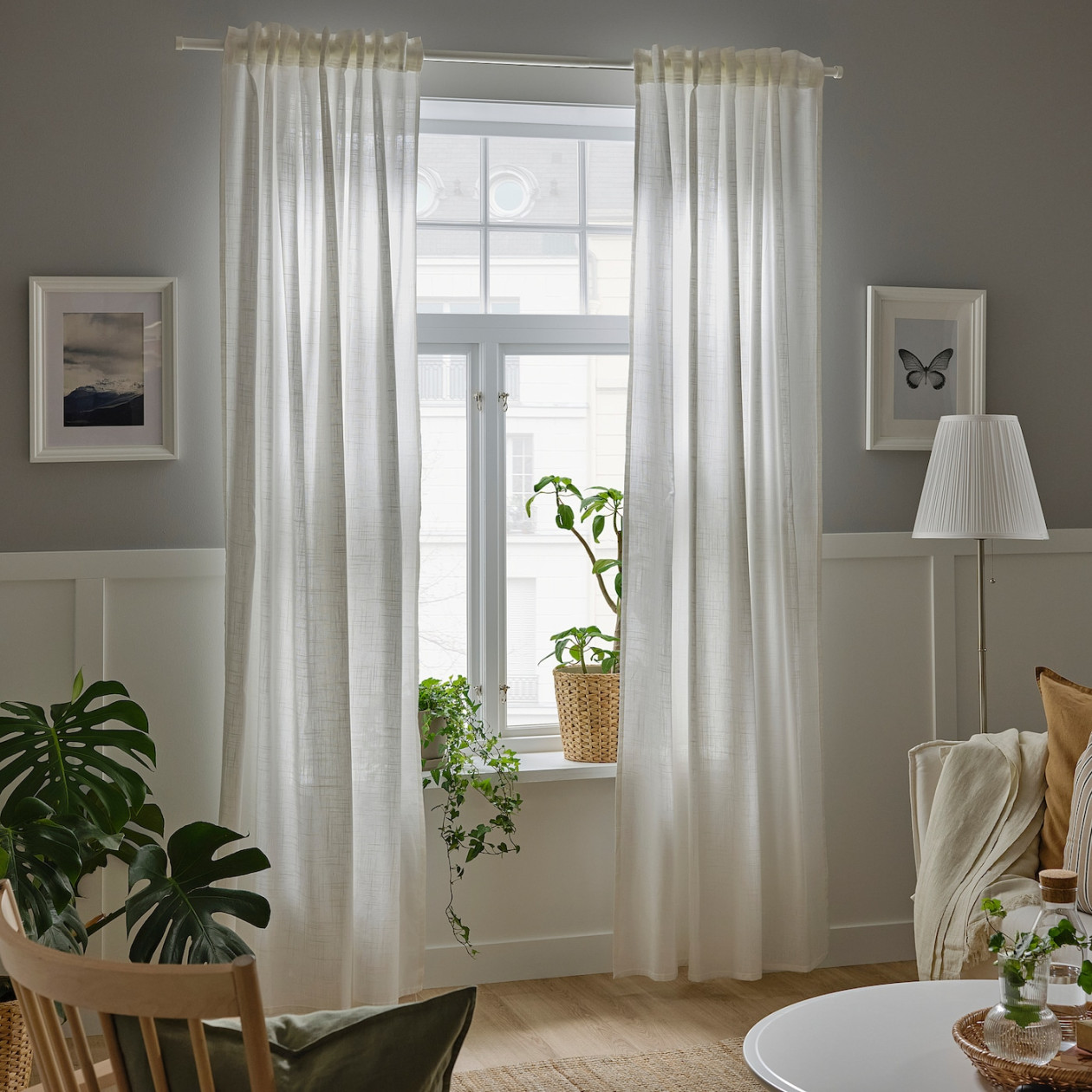 SILVERLÖNN Sheer curtains,  pair - white 45x cm