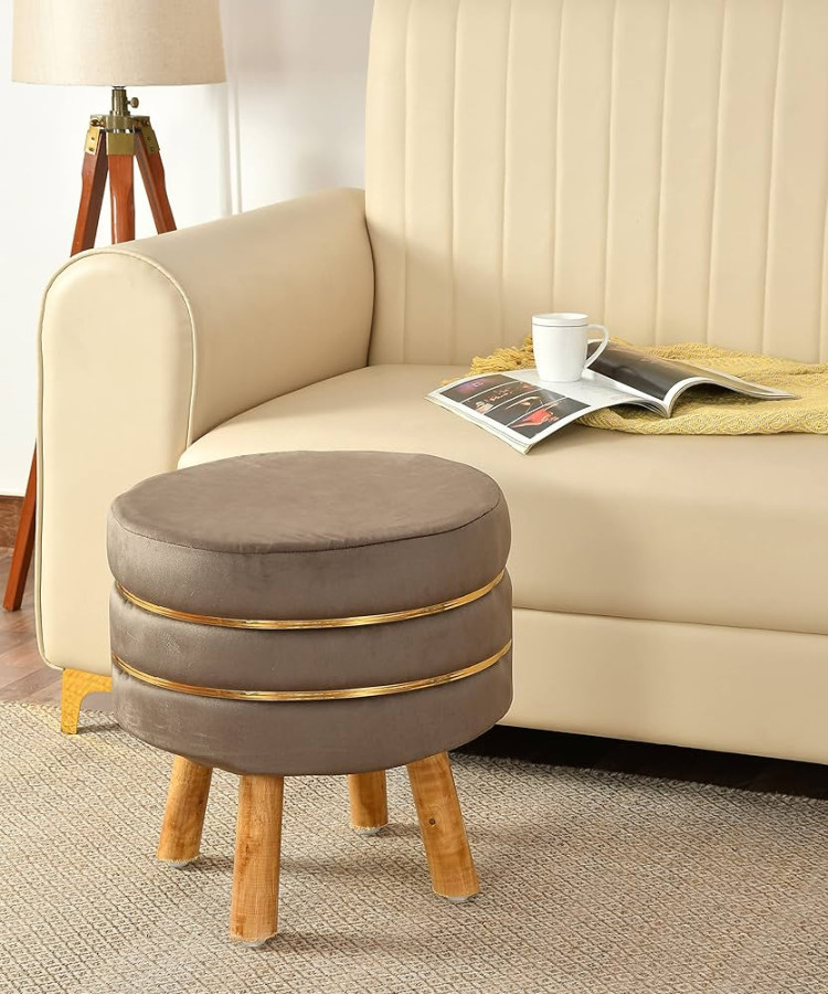 SR CREATIONS Ottoman Pouffes Sitting Stool for Living Room Velvet