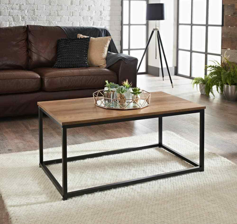 Tromso Stylish Contemporary Living Room Wooden Top & Metal Frame