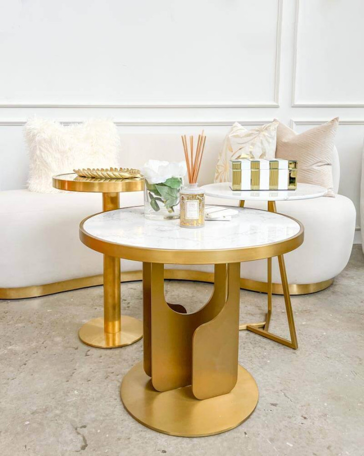 Vis-a-vis-II Brushed Gold Side Table, Tall  Finn Avenue – FINN AVENUE